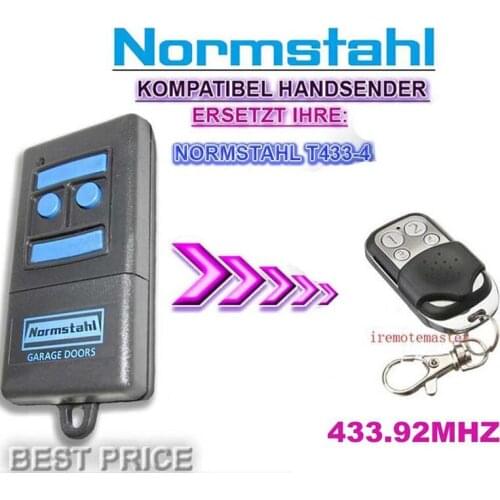 2pieces Normstahl T433-4 compatible replacement remote control 433,92Mhz Rolling code VERY 2018