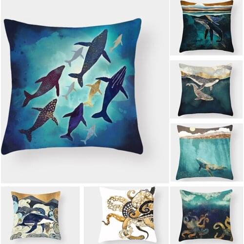 45x45cm Cushion Cover Pillow Case Sofa Living Room Sea Animal DIY Fashion Creative Comfortable Cushions Pillow Cases Home Decor
