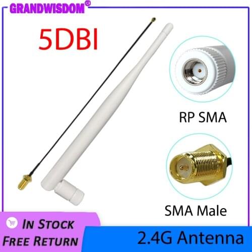 2.4GHz WiFi Antenna 5dBi Aerial RP-SMA Male Connector 2.4 ghz antena wi-fi Router +21cm PCI U.FL IPX to SMA Male Pigtail Cable