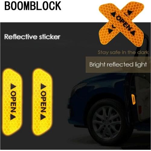 Car Door Stickers 4Pcs/set OPEN Auto Warning Mark Reflective Tape for Lada Toyota Corolla c-hr Avensis RAV4 Auris Honda Civic