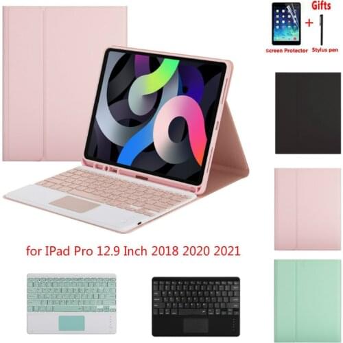 Touchpad Wireless Bluetooth Keyboard Shell for IPad Pro 12.9 Inch 2018 2020 2021 Case New Skin Color Fashion Cover with Pen Slot