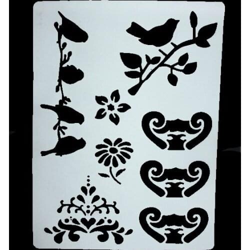 DIY Scrapbooking Roof Bird Lace Template Baking Kitchen Decorating Cake Stencil Spray Flowers Hellow Template Embossing Folders