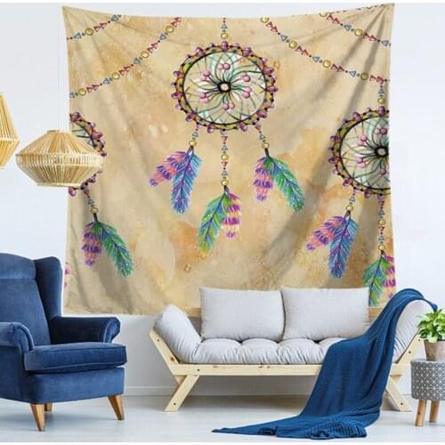 Home Decorative Wall Hanging Carpet Tapestry Rectangle Bedspread Feather Dreamcatcher Pattern GT1316