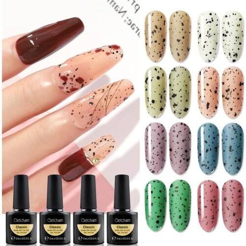 10ml Egg Shell Nail Gel Polish Clear Base Black Spot Effect Hybrid UV Gel Nail Polish Japanese Nail Art Varnish Enamel Lacquer