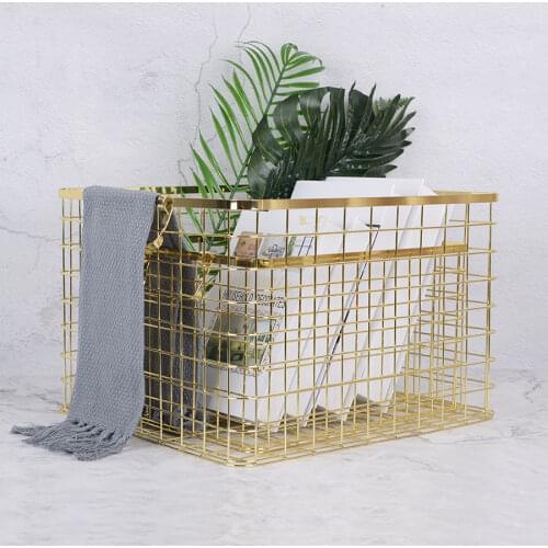 Nordic Style with Handle Basket Gold Home Basket Ins Rose Gold Home Iron Dirty Clothes Basket