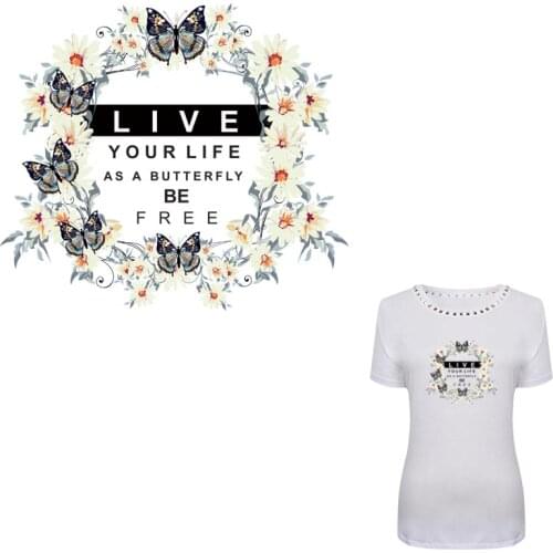 COSBILL Beautiful Flower Patches For Clothing DIY Iron On Transfer Washable Parches Watercolor Butterfly Heat Transfers Y-129