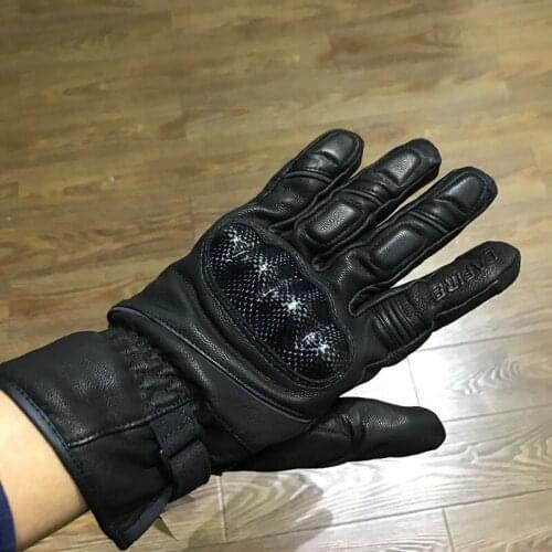 LAFIRE ELITE carbon fiber full leather warm coldproof winter motorcycle gloves 100% waterproof knight riding glove