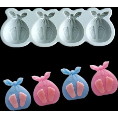 Little Feet Lucky Bag Silicone Mold DIY Fudge Cake Mold Chocolate Fudge Mold Kitchen Baking Utensils