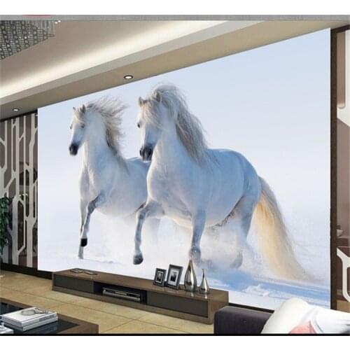 Custom Photo white horse Mural Wallpaper Customized high quality Wall Mural TV backdrop wallpaper New Photo Wallpaper