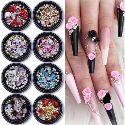 DIY Hollow Glitter Rhinestones Nail Art Sequins Patch Mixed Manicure Decoration
