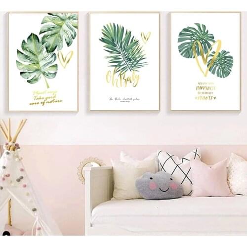 Wall Art Plant Green Leaves Poster Pictures Decorative Paintings Canvas Painting Wall Art Pictures for Living Room Home Decor