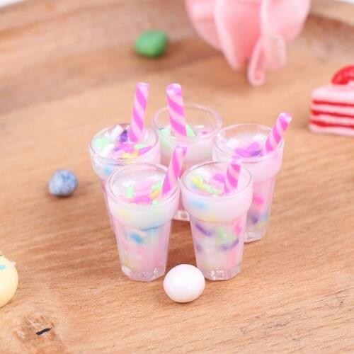 New 5Pcs 1:12 Dollhouse Miniature Cream Drinks Bottles Model Dolls Kitchen Food