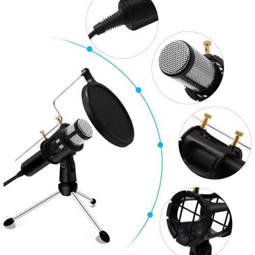 Professional Microphone Condenser for Computer Laptop PC USB Plug Stand Studio anchor Podcasting Recording Microfone Karaoke Mic
