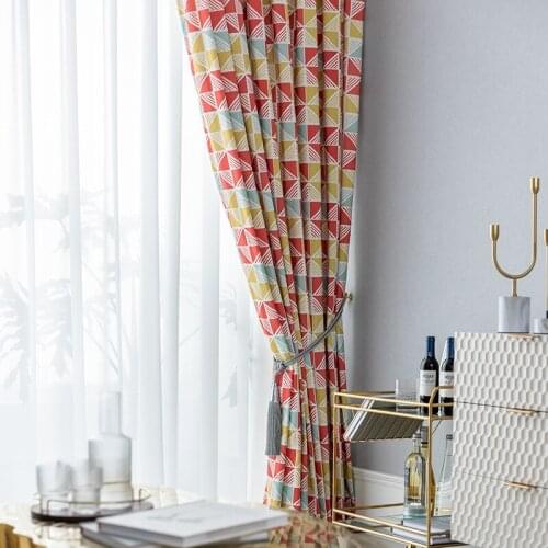 Colorful Geometric Printing Curtains Modern New Simple Custom Shading Curtains for Living Dining Room Bedroom