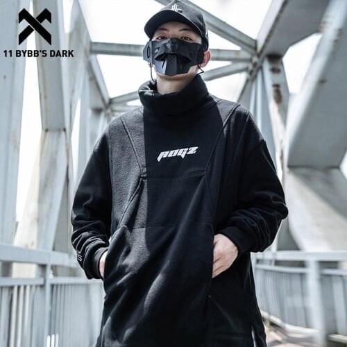 11 BYBBS DARK Fashion Polar Fleece Hoodies Sweatshirts Men Hip Hop Cotton Hooded Pullover Streetwear Loose Autumn Hoodie Tops