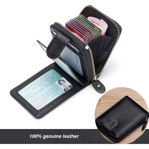 Top Quality Unisex RFID Blcoking Genuine Leather Large Capacity Multi-Purpose Pocket WalletCredit Card Drivers Licesen Holder