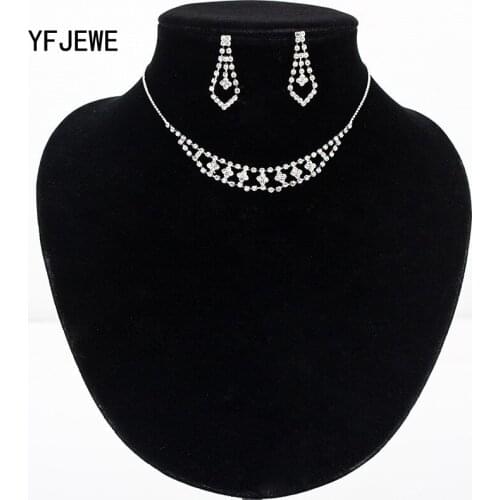 YFJEWE Fashion necklaces earrings suit tailored suit wedding decoration Fashion shimmering necklace earrings jewelry sets #N220