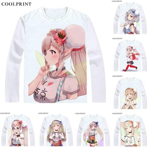 Elf no Elu Elf Noel T Shirt Virtual Youtuber Vtuber Artificial Intelligence AI T-shirt Casual Vintage Printed Long Sleeve Shirts