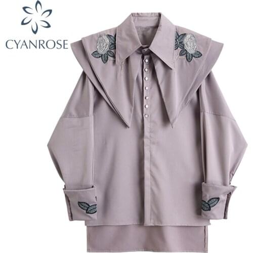 Women Vintage Casual Elegant Tops Women Shirts Korean Style Plus Peter Pan Collar Sweet Long Sleeve All-Match Stylish Blouses