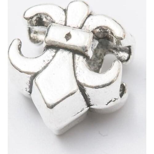 10Pcs/Lot Anchor Antique Silver Color DIY Zinc alloy Big Hole Spacer Bead Charm Fits Jewelry making Bracelet js1048
