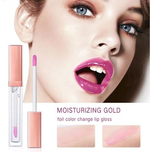 5ml Color Change Lip Gloss Serum Lip Plumper Gold Foil Added Lip Mask Moisturizing Clear Lip Care Makeup Pink
