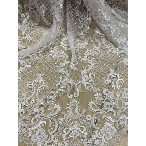 5 yards New arrival African net lace with full beads Graceful L-1088817 French embroidery lace fabric