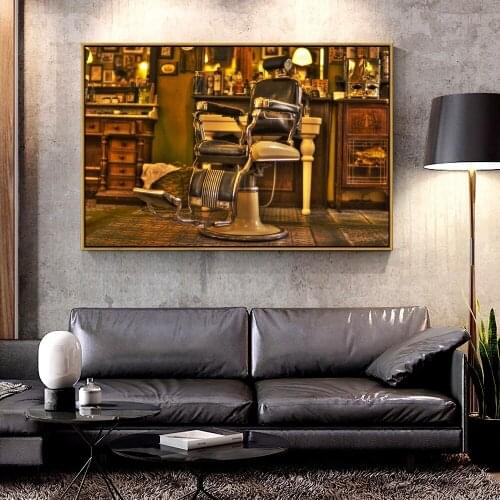 Artcozy Vintage Barber Shop Oil Canvas Painting for Home Decoration Wall Art Canvas Printings Spray Painting Abstract Single