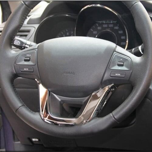 VCiiC Car styling , ABS Chrome Steering Wheel Decoration cover sticker For KIA RIO K2 2011 2012 2013 2014