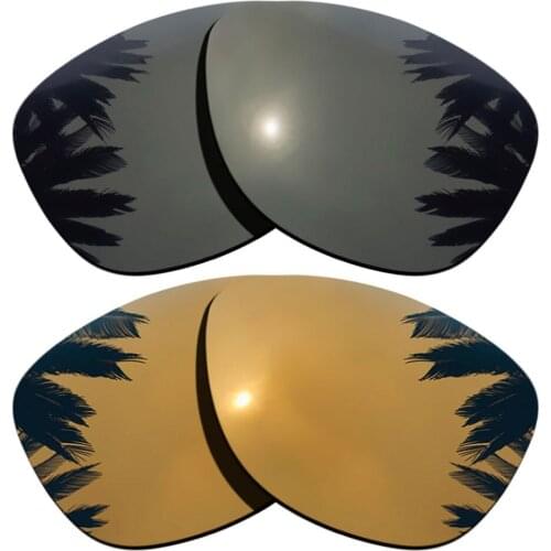 Black+Bronze Gold Mirrored Coating) 2-Pairs Polarized Replacement Lenses for Frogskins Frame 100% UVA & UVB Protection