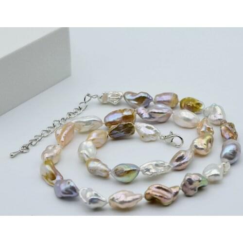 Colorful baroque pearl necklace, irregular shape, natural freshwater pearl, short necklace for ladies