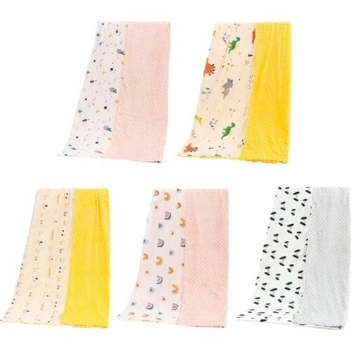 Baby Blanket with Dotted Backing Newborn Soft Minky Swaddle Wrap Bedding Covers U7EE