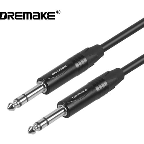 DREMAKE Jack 6.5mm/6.35mm TRS 1/4'' Male-Male Balanced Patch Cord Quarter Instrument Audio Guitar Cable for Keyboard Pro Audio