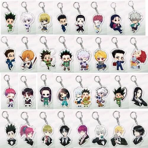 32Pcs Anime HUNTER x HUNTER Double Sided Acrylic Keychain Hisoka GON·FREECSS Killua Zoldyck Figure Pendant Keyring Jewelry