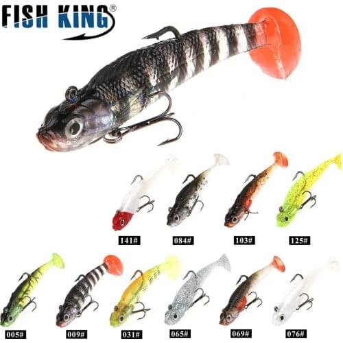 FISH KING 1PC 8/10CM 9g/21.5g Soft Bait Jig Fishing Lure With Lead Head Fish Swimbait Treble Hook Fishhook Fishing Tackle