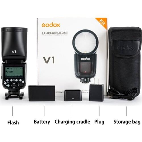 Godox V1-N Flash with Godox AK-R1 Accessories kit for Nikon, 76Ws 2.4G TTL Round Head Flash Speedlight, 1/8000 HSS, 1.5 sec. Rec