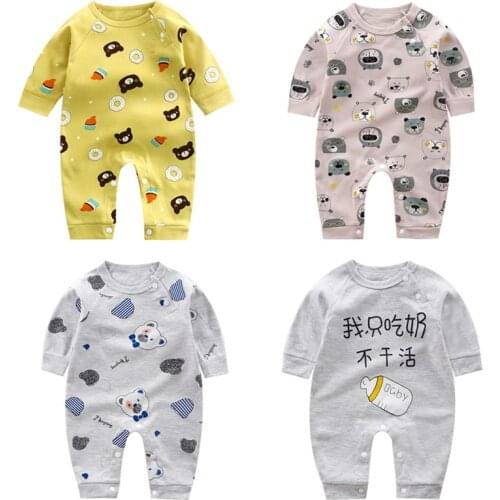 2021 Infant Onesies Spring Autumn New Romper Long-sleeved Cotton Rompers Baby Clothes Cartoon Jumpsuit Drop Shipping