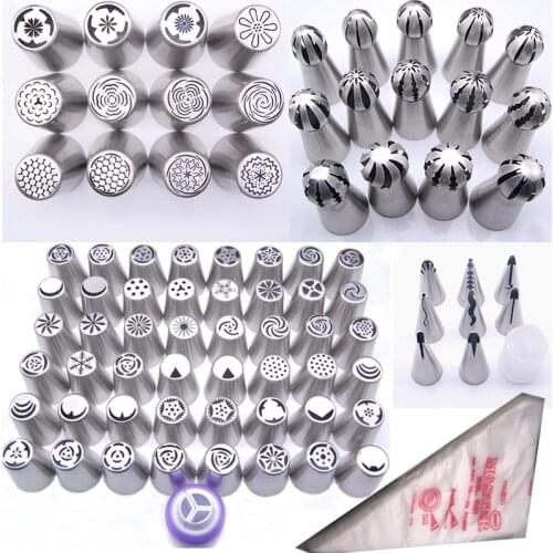 Icing Piping Cream Pastry Bag with 84pcs Stainless Steel Nozzle Couplers Sets Kitchen Cake Nozzles Baking Tools Bakeware