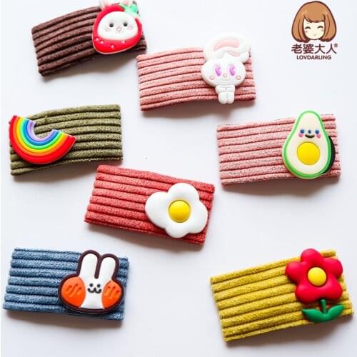 Summer Ins Style Cartoon Pattern Girls' Hairpin Corduroy Korean BB Clip Childrens Hairpin Bangs Clip Hair Accessories
