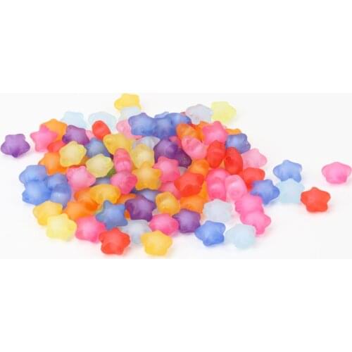 Mixed Star Frosted Acrylic Spacer Beads For jewelry making 11mm 100pcs