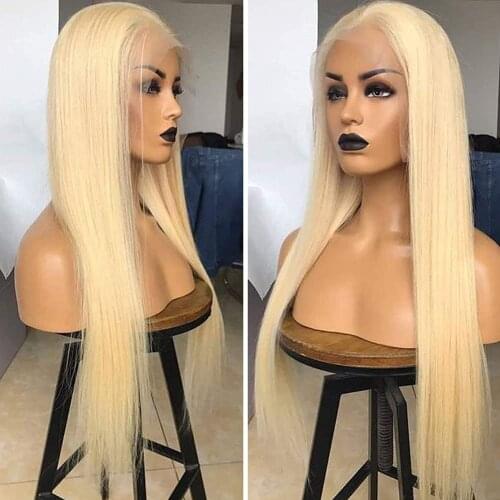Soft Hair 150% Density Silky Straight Lace Front Synthetic Wigs #613 Hair Color Daily Waer Lace Wigs with Baby Hair Fiber