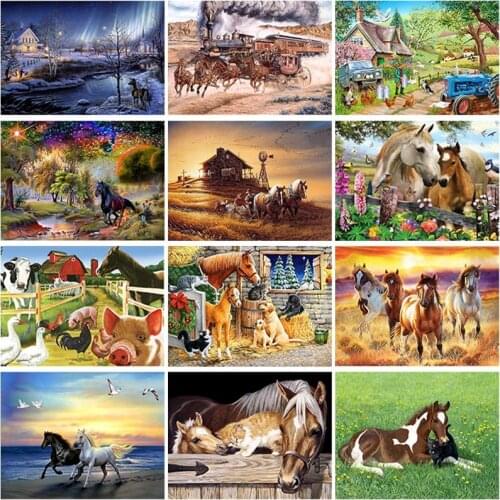 DIY 5D Diamond Painting Horse Cross Stitch Kit Full Drill Square Embroidery Mosaic Art Picture of Rhinestones Gift Home Decor
