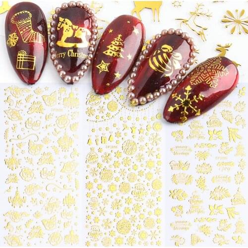 2Pcs Xmas Snowflakes/Maple Leaf Nail Stickers Adhesive Decals Manicure Decor