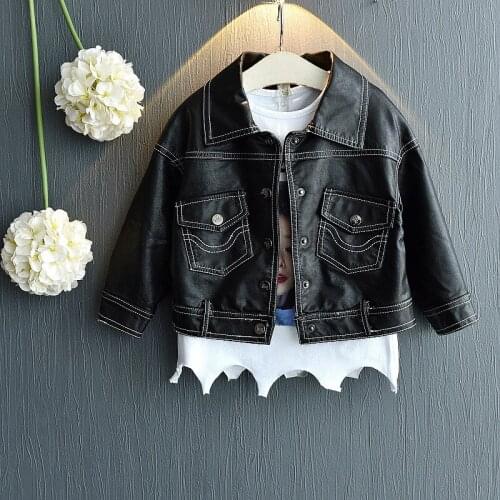 Baby Girl Jacket Toddler Girl Autumn Clothes 2018 New Children Pu Leather Coats Kids Jackets for Girls Fashion Casual Outwear