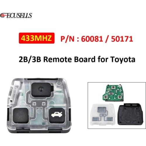 2 Buttons / 3 Buttons Remote Circuit Board PCB 433Mhz P/N: 60081 / 50171 for Toyota Prado Corolla RAV4 Yaris Camry Versa Avensis