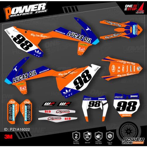 PowerZone Custom Team Graphics Backgrounds Decals 3M Stickers Kit For KTM SX SXF MX 16-18 EXC XCW Enduro 17-19 125 to 500cc 22