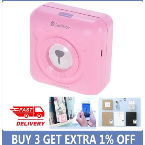 PeriPage Mini Pocket Printer Portable A6 Wireless BT Thermal Printer Power Bank Function Clip Design Receipt Printer impresoras