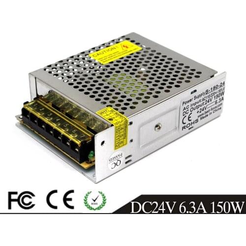 DC24V 6.3A 150W Regulated Switching Power Supply Driver Transformers 110V 220V SMPS for CCTV Camera LED Strip Lights Tape Module