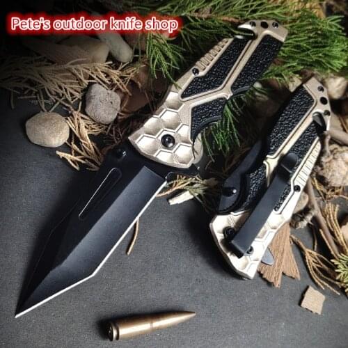RUIMI Quick-Opening Folding Knife, Football Handle Multi-Function Steel Knife,Outdoor Hunting Survival Self-Defense Little Knife
