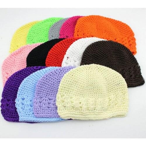 Retail 20Pcs kids Kufi Hats Crochet Beanie Girls Boys Cotton Hat Size:13*16 fit 0-2 years old MZ9109
