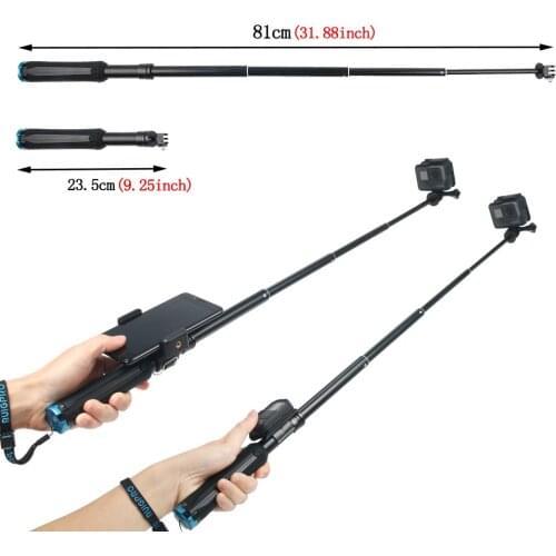 Aluminum Alloy Selfie Stick Extendable Handheld Telescope Pole Monopod Tripod Mount for GoPro Xiaomi Yi DJI Osmo Action insta360